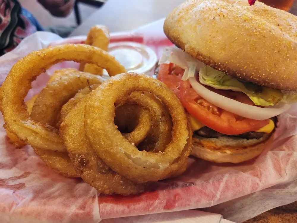 Kayak Burger and Onion Ring Basket